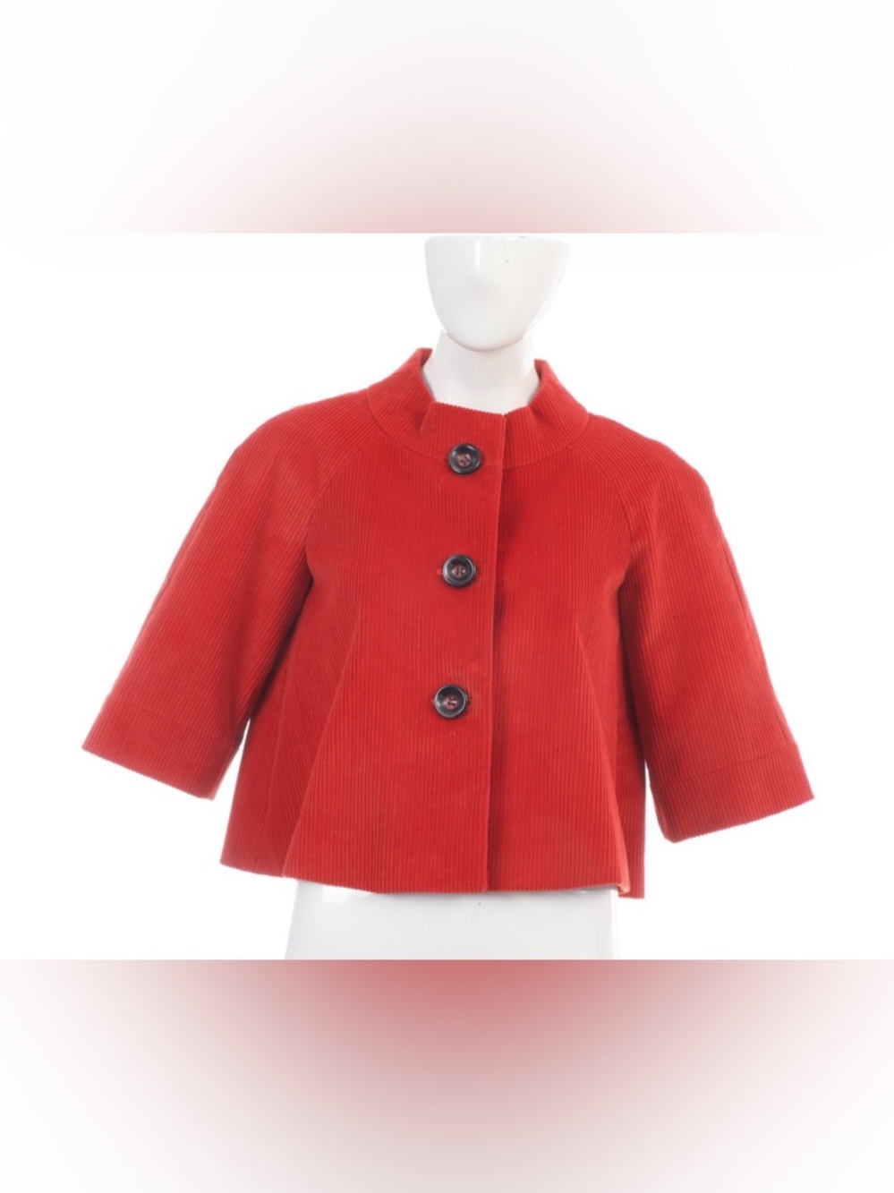 Lafayette 148 New York Orange Velvet Ribbed Cotton Corduroy Cropped Jacket 4